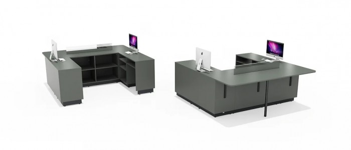 retail checkout desk with POS workstation