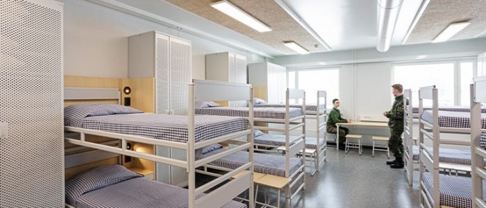 Bunk metal beds for barracks