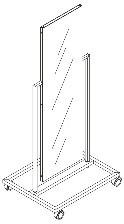 koka stends ar spoguli uz riteņiem