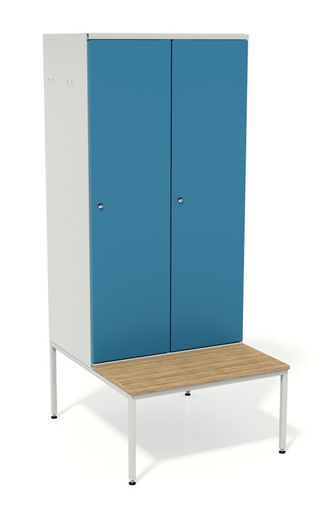 wide compartment locker with integrated bench 