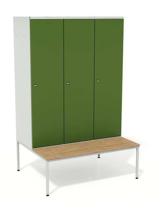 Metal wardrobe lockers with bench & drawing 